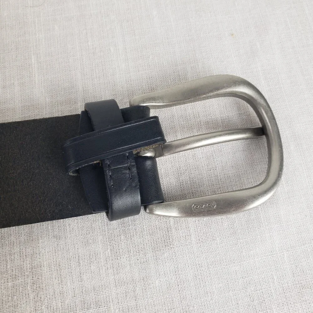 Coach Braided Belt Black Leather 1.5